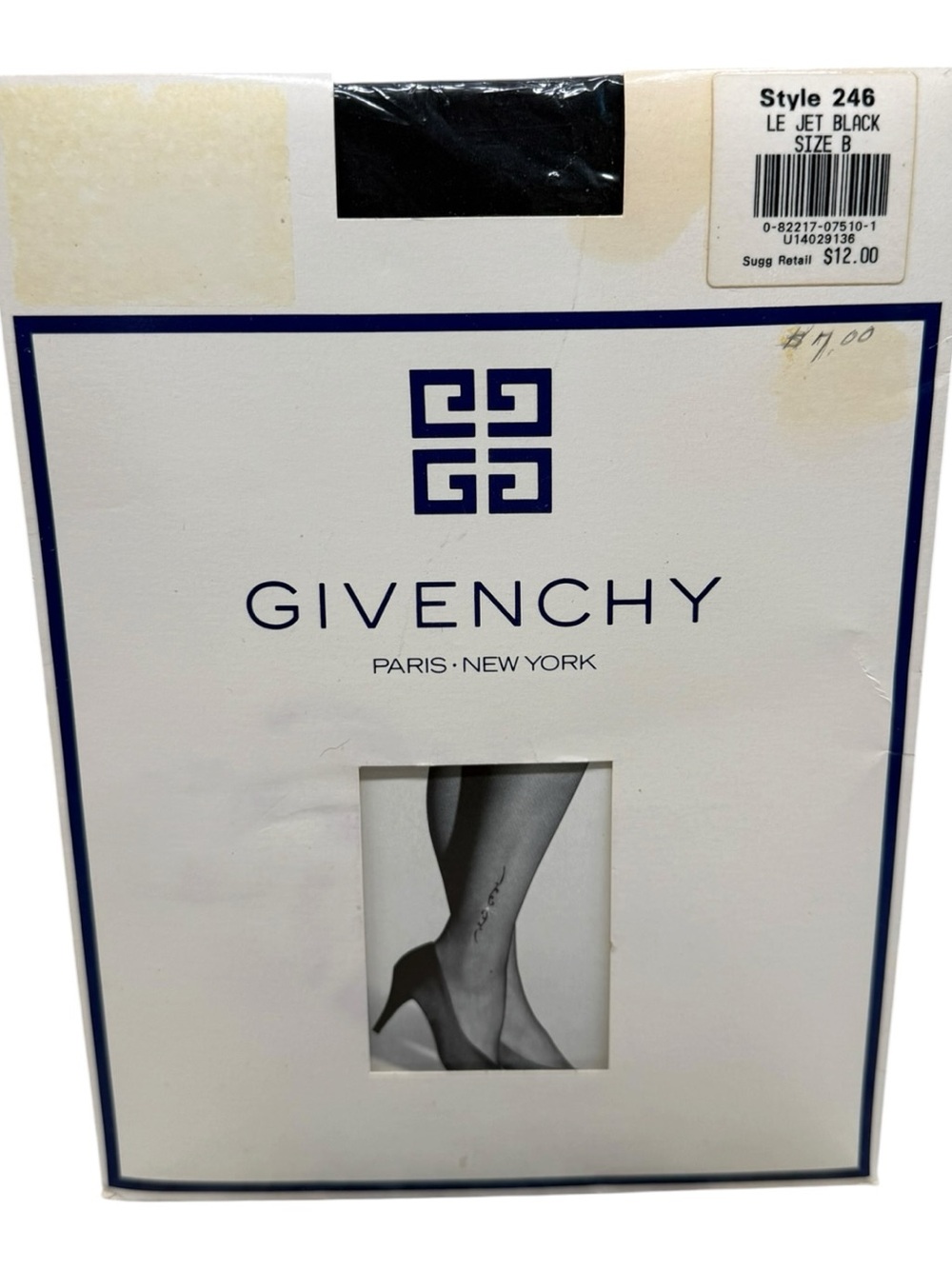 GIVENCHY  Sheer Light Control Top Pantyhose Diamond Accent Le Jet Black Size B